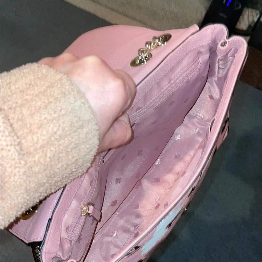 Kate Spade Pink Floral Chain Shoulder Bag – Leather Crossbody Purse, Chic Design